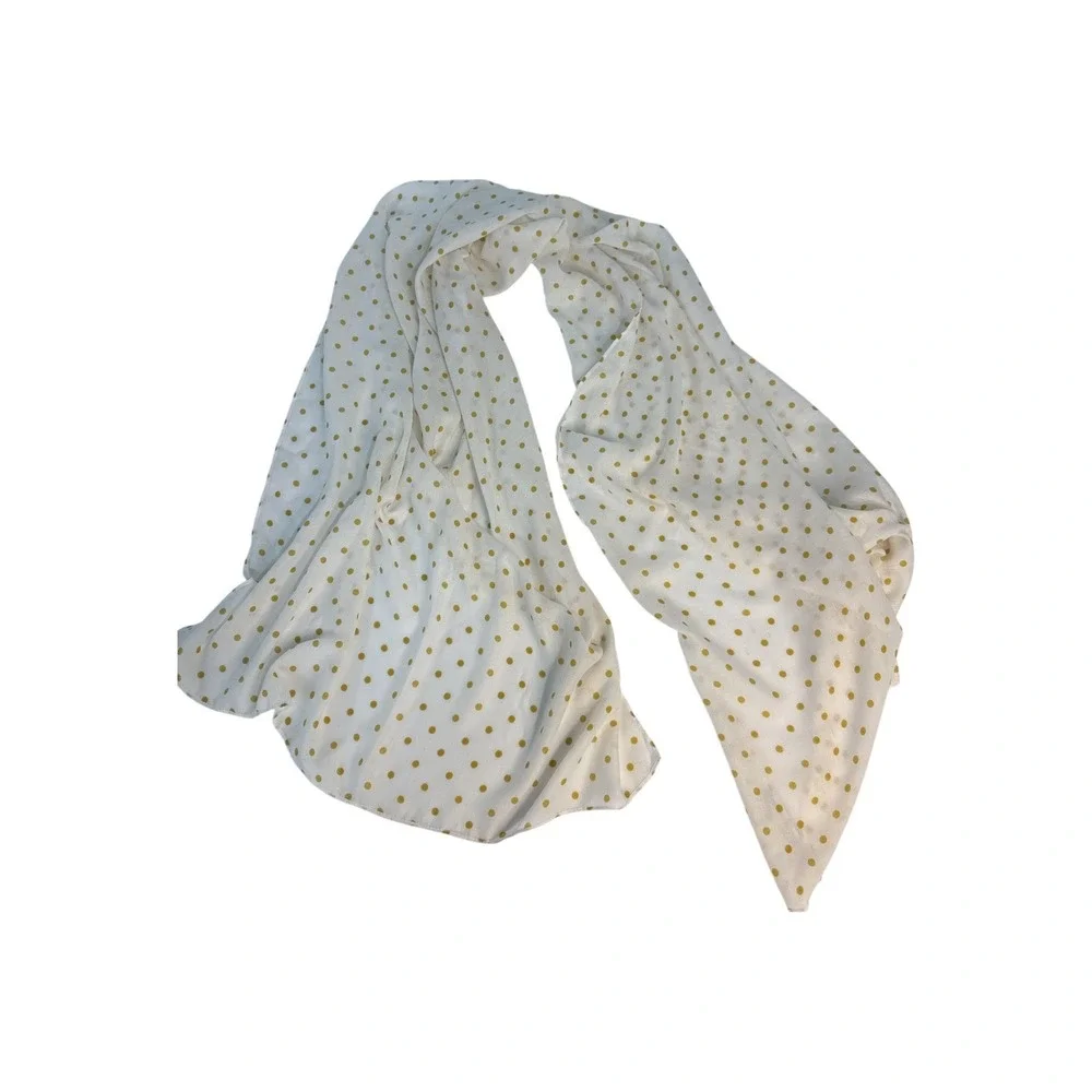 NWOT‎ Banana Republic Gold Polka Dot Wrap Scarf Ivory Quiet Luxury Old Money